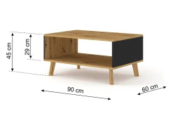 Furnlux Mesa de centro Nexa madeira e preto 45cm Preto / Creme