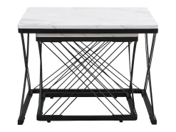 Mesa De Centro|Hauss Spole Mesa de centro nido - Juego de 2 - Tablero efecto mármol de alto brillo - Blanco y negro Branco