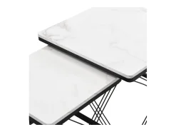 Mesa De Centro|Hauss Spole Mesa de centro nido - Juego de 2 - Tablero efecto mármol de alto brillo - Blanco y negro Branco