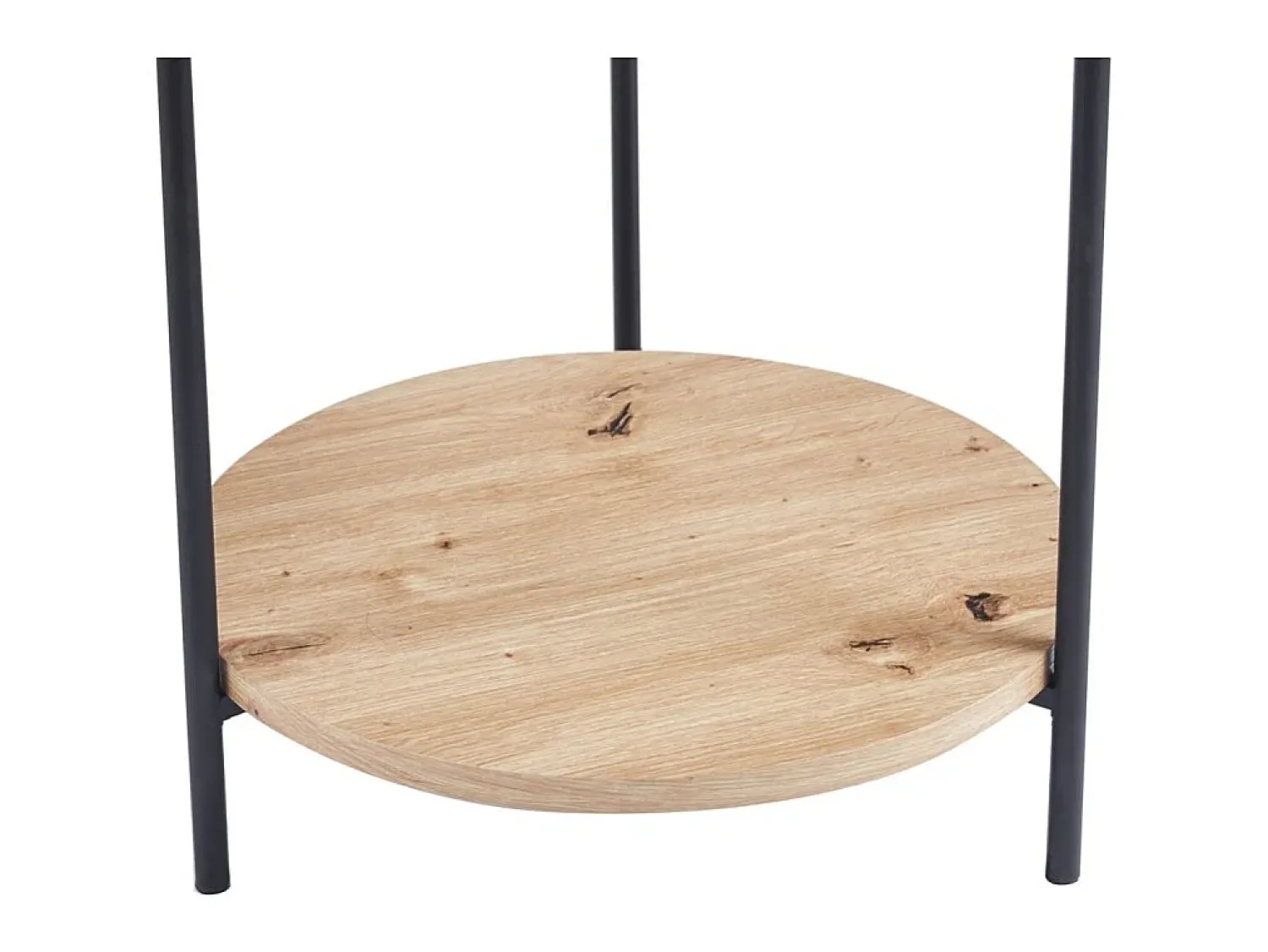 Mesa De Centro|Meublorama Mesa de centro NORWYN – Cor carvalho envelhecido – Mesa de centro redonda Ø45 cm – MDF – Design compacto e original Castanho