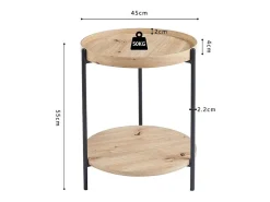 Mesa De Centro|Meublorama Mesa de centro NORWYN – Cor carvalho envelhecido – Mesa de centro redonda Ø45 cm – MDF – Design compacto e original Castanho