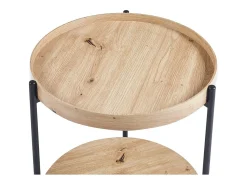 Mesa De Centro|Meublorama Mesa de centro NORWYN – Cor carvalho envelhecido – Mesa de centro redonda Ø45 cm – MDF – Design compacto e original Castanho
