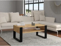 Mesa De Centro|Furnlux Mesa de centro Nouka madeira e preto 48cm Preto / Creme