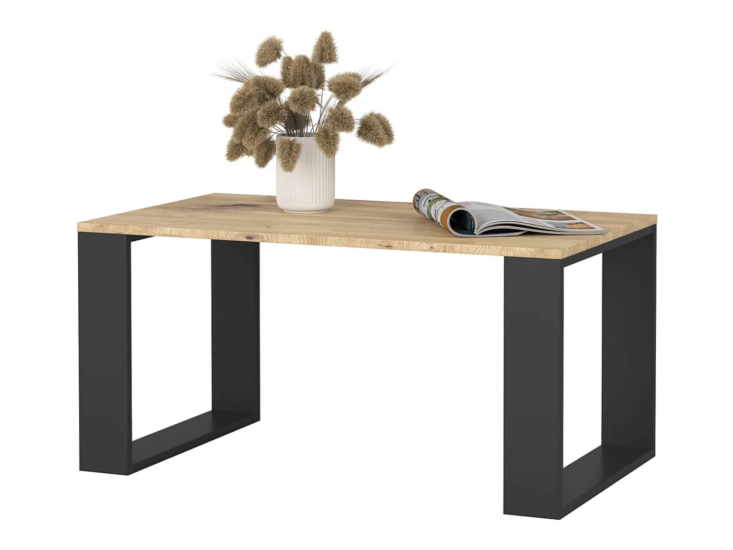 Clearance Akord Mesa de Centro NOX Carvalho Artisan/Preto Preto / Natural claro