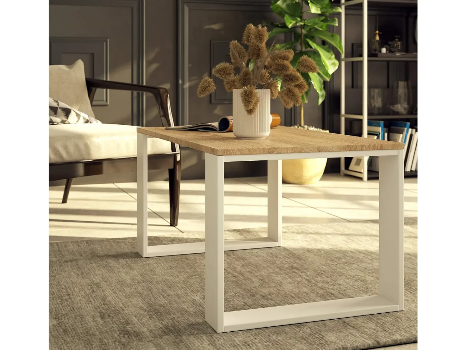 Best Akord Mesa de Centro NOX Carvalho Sonoma / Branco Natural claro / Branco