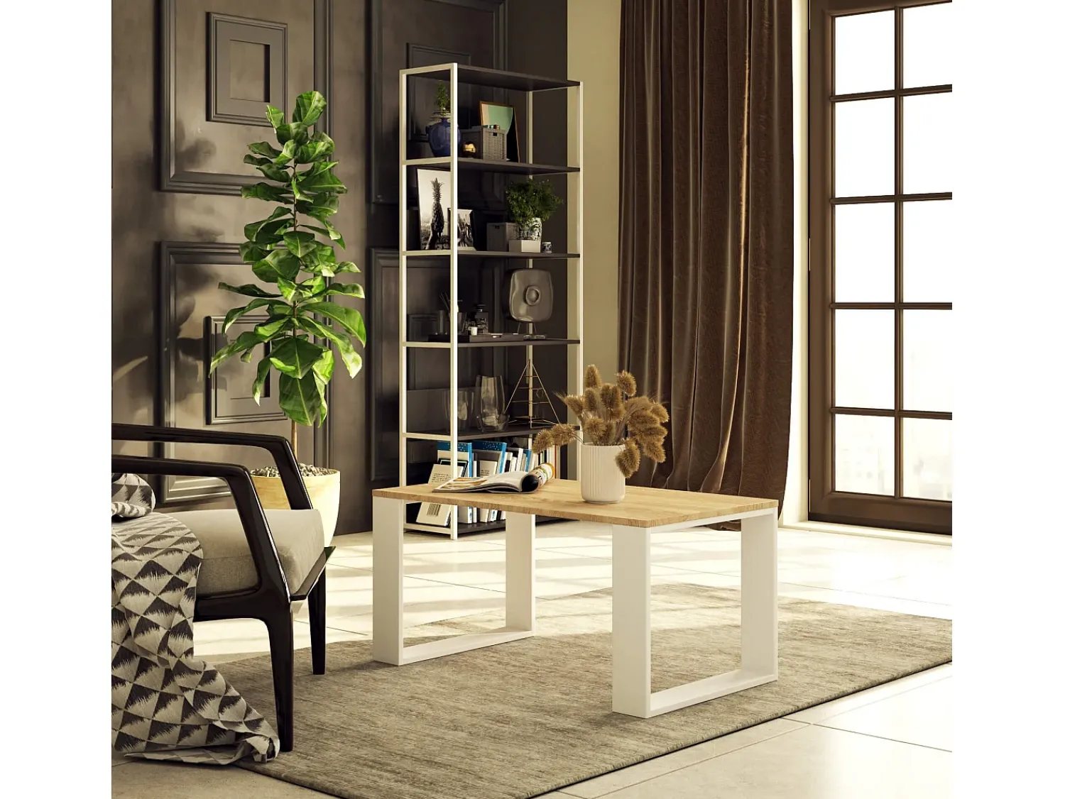 Best Akord Mesa de Centro NOX Carvalho Sonoma / Branco Natural claro / Branco