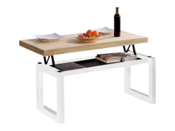 Mesa De Centro* Mesa de centro nórdica elevável em carvalho nórdico 120x48x60cm Branco