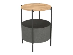 Mesa de Centro Nyx Cinza 43x60cm Carvalho Safir, Pés de Metal e Melamina^ Mesa De Centro
