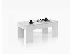Mesa De Centro|Dmora Mesa de centro Oceanside, Mesa de centro com tampo elevatório, Mesa baixa de sala, 100x50h45/56 cm, brilhante Branco