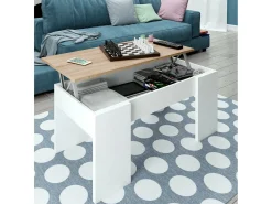 Dmora Mesa de centro Oceanside, Mesa de centro com tampo elevável, Mesa baixa de sala, 100x50h45/56 cm, e Carvalho^ Mesa De Centro