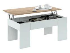 Dmora Mesa de centro Oceanside, Mesa de centro com tampo elevável, Mesa baixa de sala, 100x50h45/56 cm, e Carvalho^ Mesa De Centro