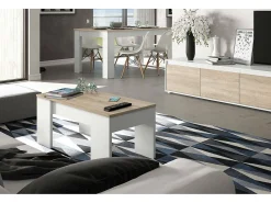 Dmora Mesa de centro Oceanside, Mesa de centro com tampo elevável, Mesa baixa de sala, 100x50h45/56 cm, e Carvalho^ Mesa De Centro