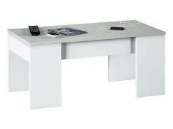Outlet Dmora Mesa de centro Oceanside, Mesa de centro com tampo elevável, Mesa baixa de sala, 100x50h45/56 cm, e concreto Branco