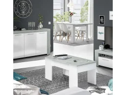 Outlet Dmora Mesa de centro Oceanside, Mesa de centro com tampo elevável, Mesa baixa de sala, 100x50h45/56 cm, e concreto Branco