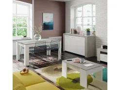 Outlet Dmora Mesa de centro Oceanside, Mesa de centro com tampo elevável, Mesa baixa de sala, 100x50h45/56 cm, e concreto Branco