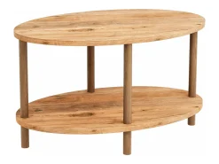 Mesa De Apoio|Helloshop26 Mesa de centro oval 43 x 70 x 44 cm com efeito madeira 03_0008479 Castanho