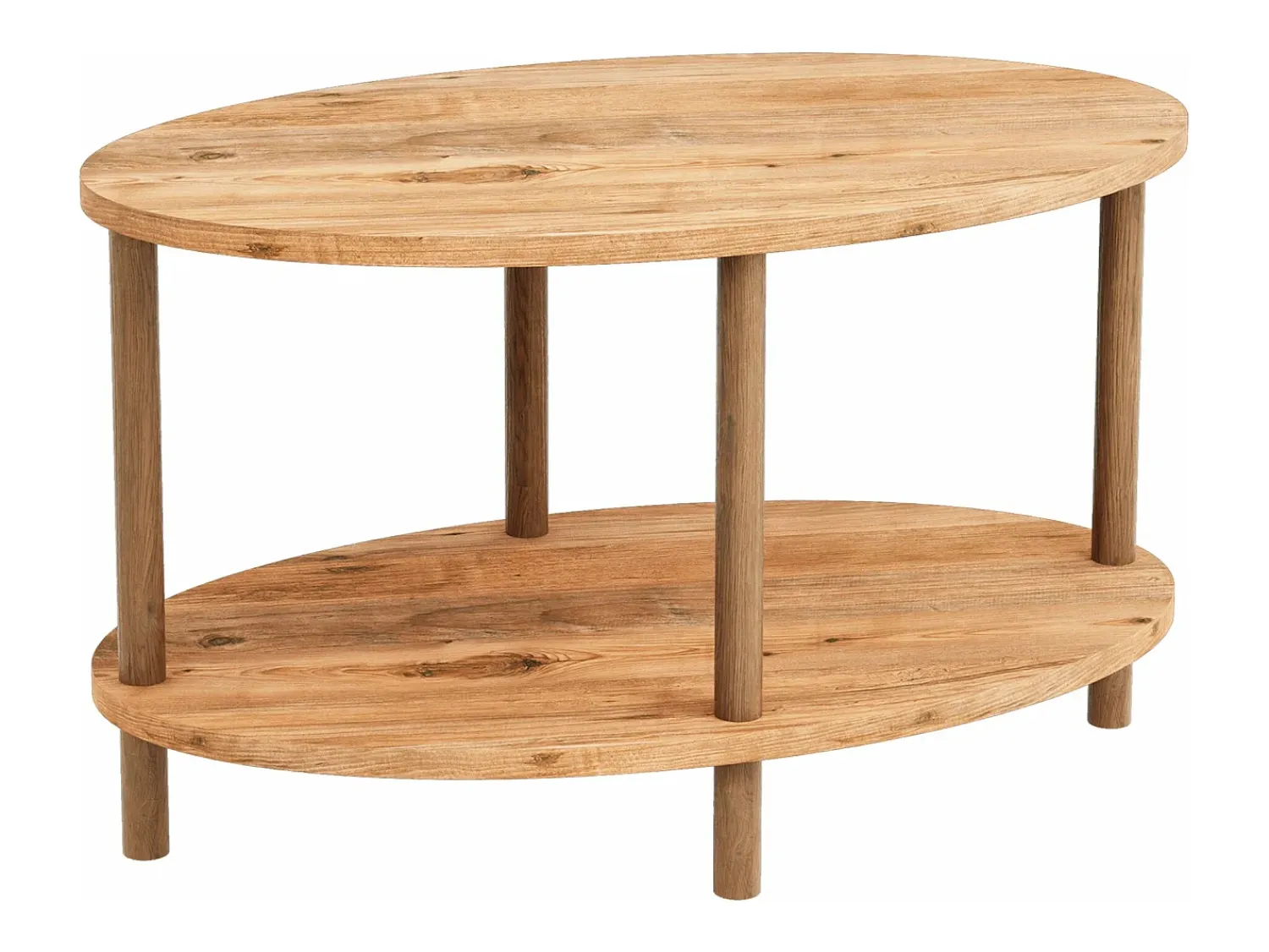 Mesa De Apoio|Helloshop26 Mesa de centro oval 43 x 70 x 44 cm com efeito madeira 03_0008479 Castanho