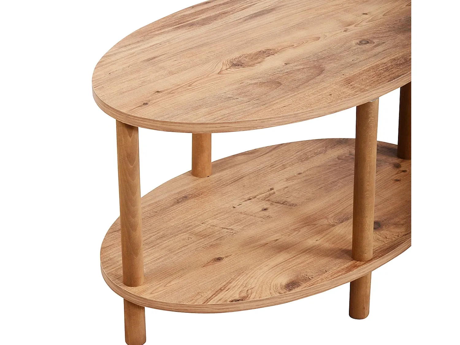 Mesa De Apoio|Helloshop26 Mesa de centro oval 43 x 70 x 44 cm com efeito madeira 03_0008479 Castanho