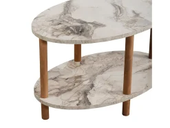 Helloshop26 Mesa de centro oval 43 x 70 x 44 cm em mármore 03_0008480^ Mesa De Apoio