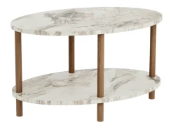 Helloshop26 Mesa de centro oval 43 x 70 x 44 cm em mármore 03_0008480^ Mesa De Apoio