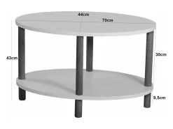 Helloshop26 Mesa de centro oval 43 x 70 x 44 cm em mármore 03_0008480^ Mesa De Apoio
