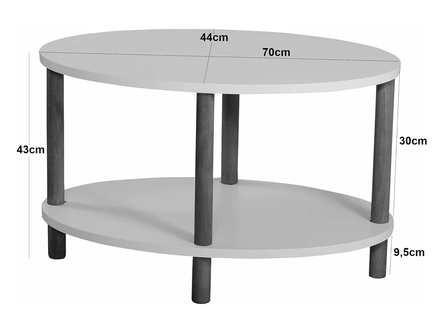Helloshop26 Mesa de centro oval 43 x 70 x 44 cm em mármore 03_0008480^ Mesa De Apoio