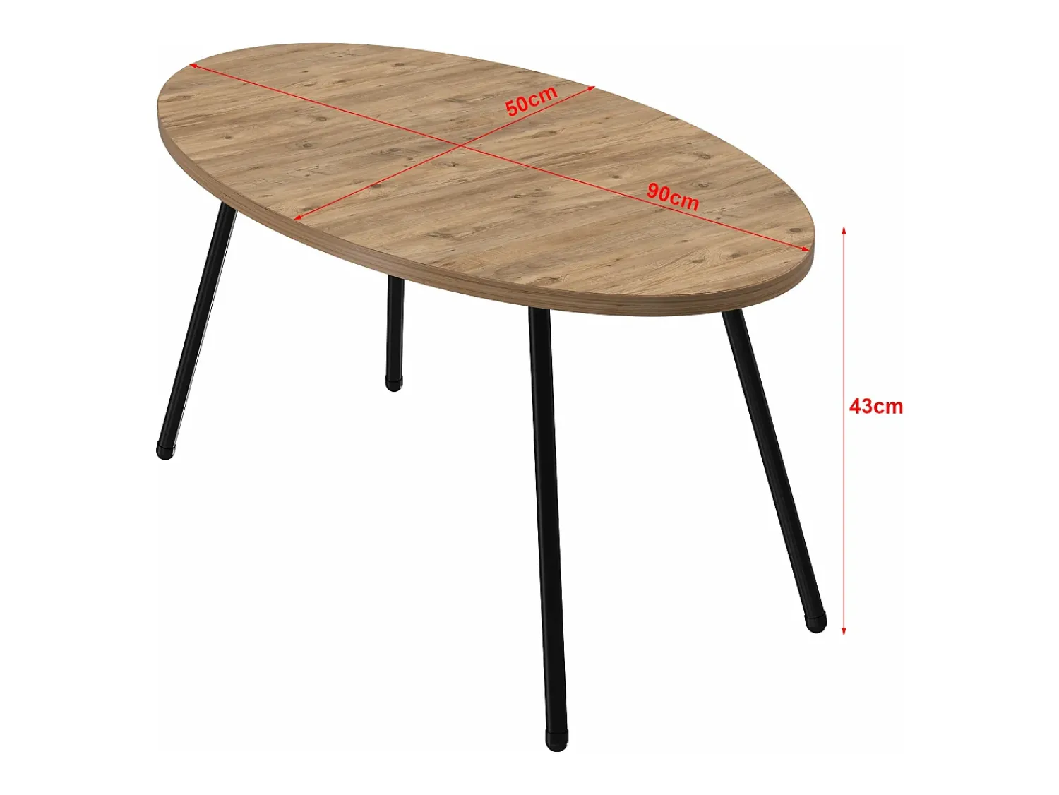 Helloshop26 Mesa de centro oval 43 x 90 x 50 cm natural 03_0008506^ Mesa De Centro