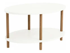 Mesa De Apoio*Helloshop26 Mesa de centro oval 43 x 70 x 44 cm branca 03_0008835 Branco