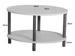 Mesa De Apoio*Helloshop26 Mesa de centro oval 43 x 70 x 44 cm branca 03_0008835 Branco