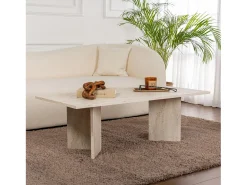 Mesa De Centro|Concept-Usine Mesa de centro oval branca 119x60cm efeito travertino TOPI Verde