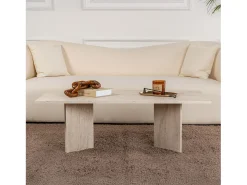 Mesa De Centro|Concept-Usine Mesa de centro oval branca 119x60cm efeito travertino TOPI Verde