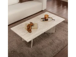 Mesa De Centro|Concept-Usine Mesa de centro oval branca 119x60cm efeito travertino TOPI Verde