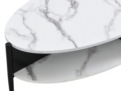 Mesa De Centro*Vente-unique Mesa de centro oval com 4 nichos em MDF e metal efeito mármore branco e preto - EVARO Preto / Branco
