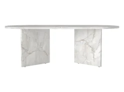 Mesa De Centro*Vente-unique Mesa de centro oval cor efeito mármore - TOPANIA Branco