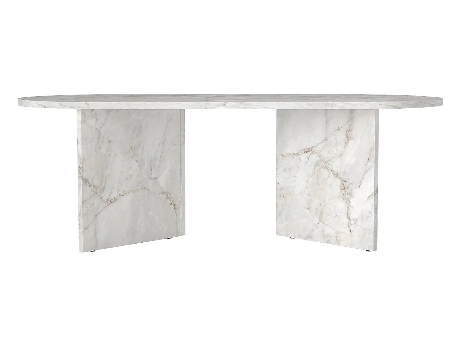 Mesa De Centro*Vente-unique Mesa de centro oval cor efeito mármore - TOPANIA Branco