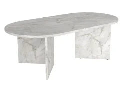 Mesa De Centro*Vente-unique Mesa de centro oval cor efeito mármore - TOPANIA Branco
