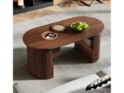 Mesa De Centro*ModernLuxe Mesa de centro ovalada 105x50x46,5 cm - Estilo retrô - Armazenamento aberto - MDF - Marrom Castanho