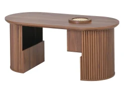 Mesa De Centro*ModernLuxe Mesa de centro ovalada 105x50x46,5 cm - Estilo retrô - Armazenamento aberto - MDF - Marrom Castanho