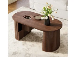 Mesa De Centro*ModernLuxe Mesa de centro ovalada 105x50x46,5 cm - Estilo retrô - Armazenamento aberto - MDF - Marrom Castanho