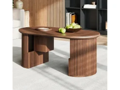 Mesa De Centro*ModernLuxe Mesa de centro ovalada 105x50x46,5 cm - Estilo retrô - Armazenamento aberto - MDF - Marrom Castanho