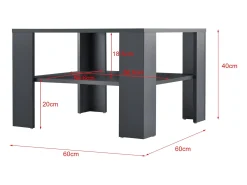 Mesa De Apoio*Helloshop26 Mesa de centro para sala de estar 60 x 60 x 40 cm cinza escuro 03_0008434 Cinzento