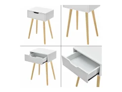 Mesa De Apoio|Helloshop26 Mesa de centro para sala de estar móvel de design com gaveta PVC 60 cm branca 03_0006161 Branco