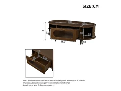 Mesa De Centro*Merax Mesa de centro para sala de estar - 100 x 50 x 36 cm - com 1 gaveta + portas de correr - MDF - marrom Castanho