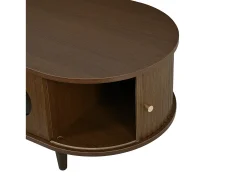 Mesa De Centro*Merax Mesa de centro para sala de estar - 100 x 50 x 36 cm - com 1 gaveta + portas de correr - MDF - marrom Castanho