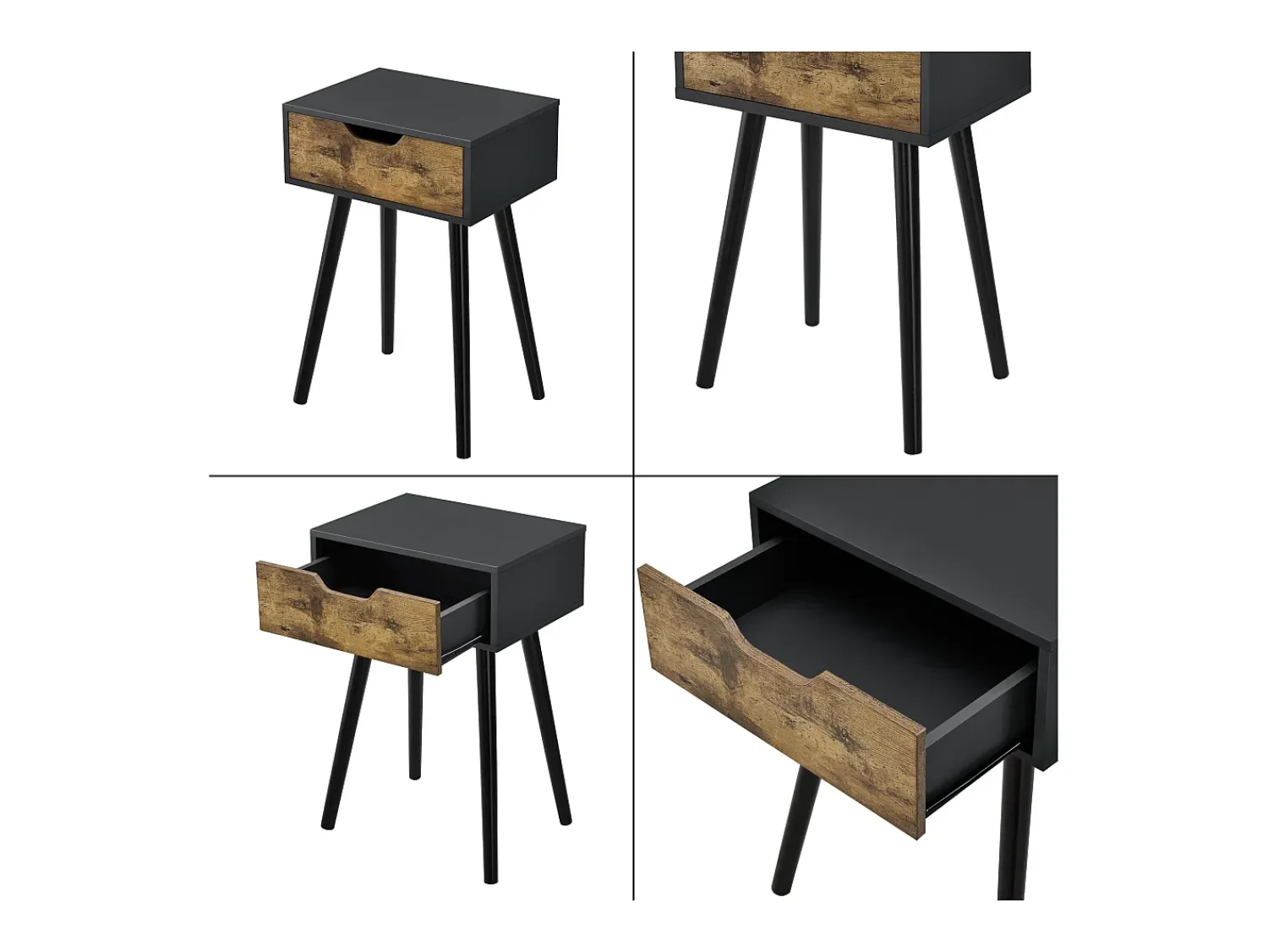 Outlet Helloshop26 Mesa de centro para sala de estar com gaveteiro em PVC 60 cm preta 03_0006165 Preto