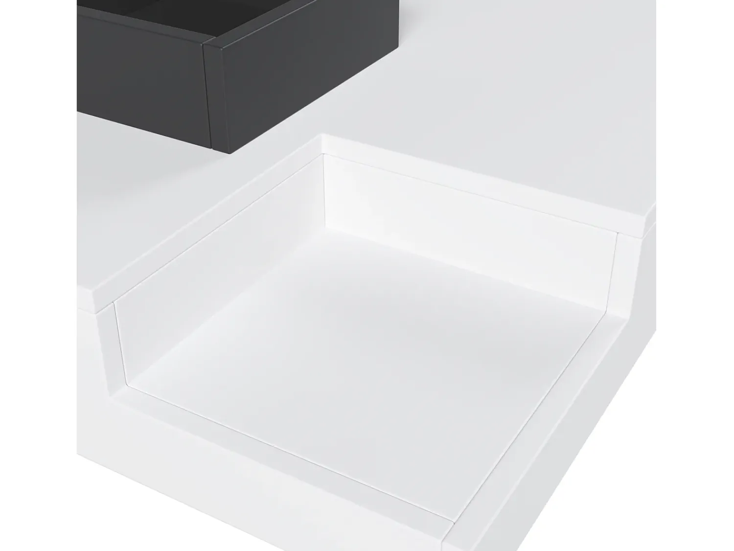 Hot Mesa de centro para sala de estar 72x72x30 cm - Mesa de centro branca com caixa de arrumação amovível - iluminação LED Branco