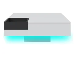 Hot Mesa de centro para sala de estar 72x72x30 cm - Mesa de centro branca com caixa de arrumação amovível - iluminação LED Branco