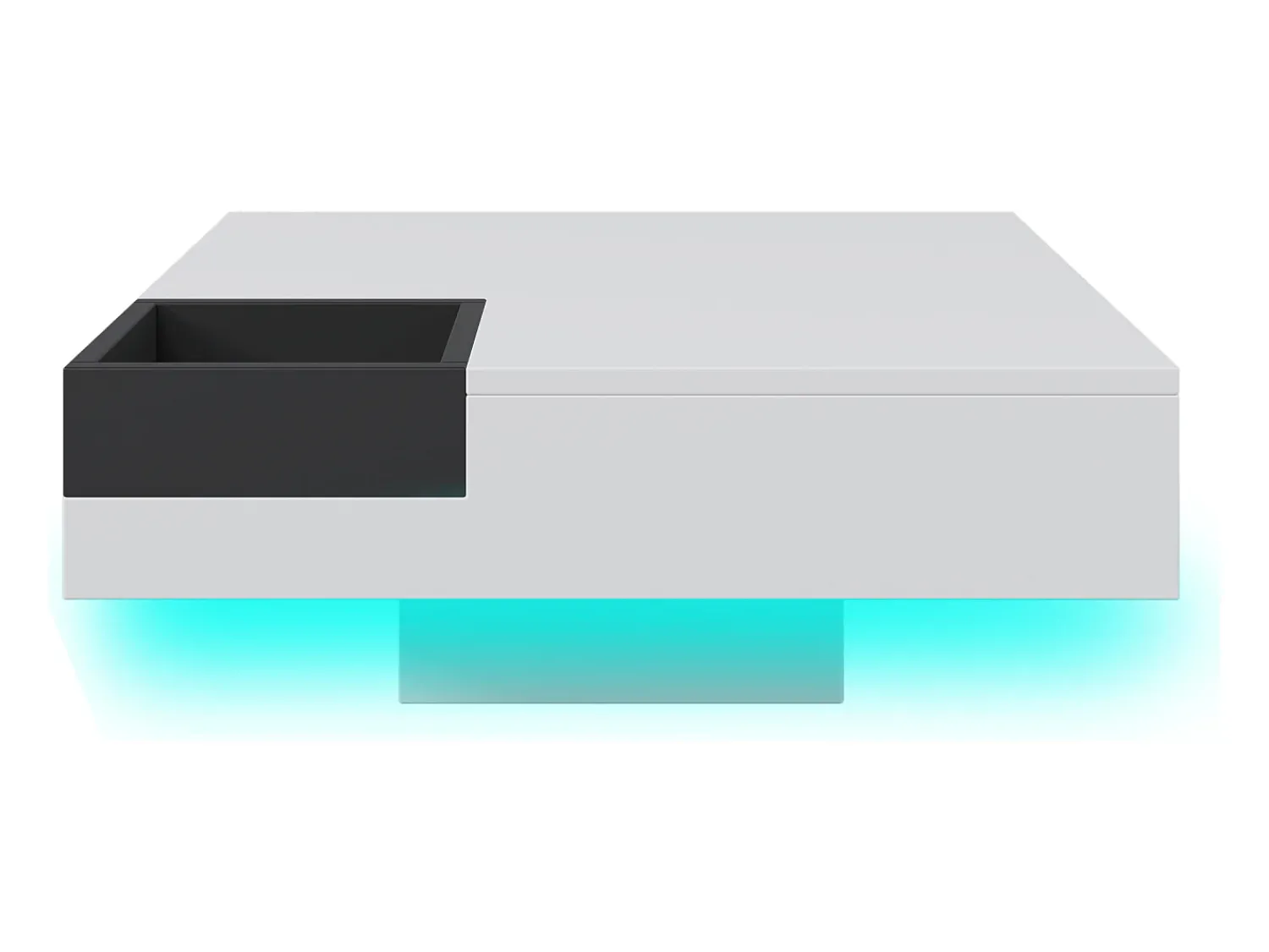 Hot Mesa de centro para sala de estar 72x72x30 cm - Mesa de centro branca com caixa de arrumação amovível - iluminação LED Branco