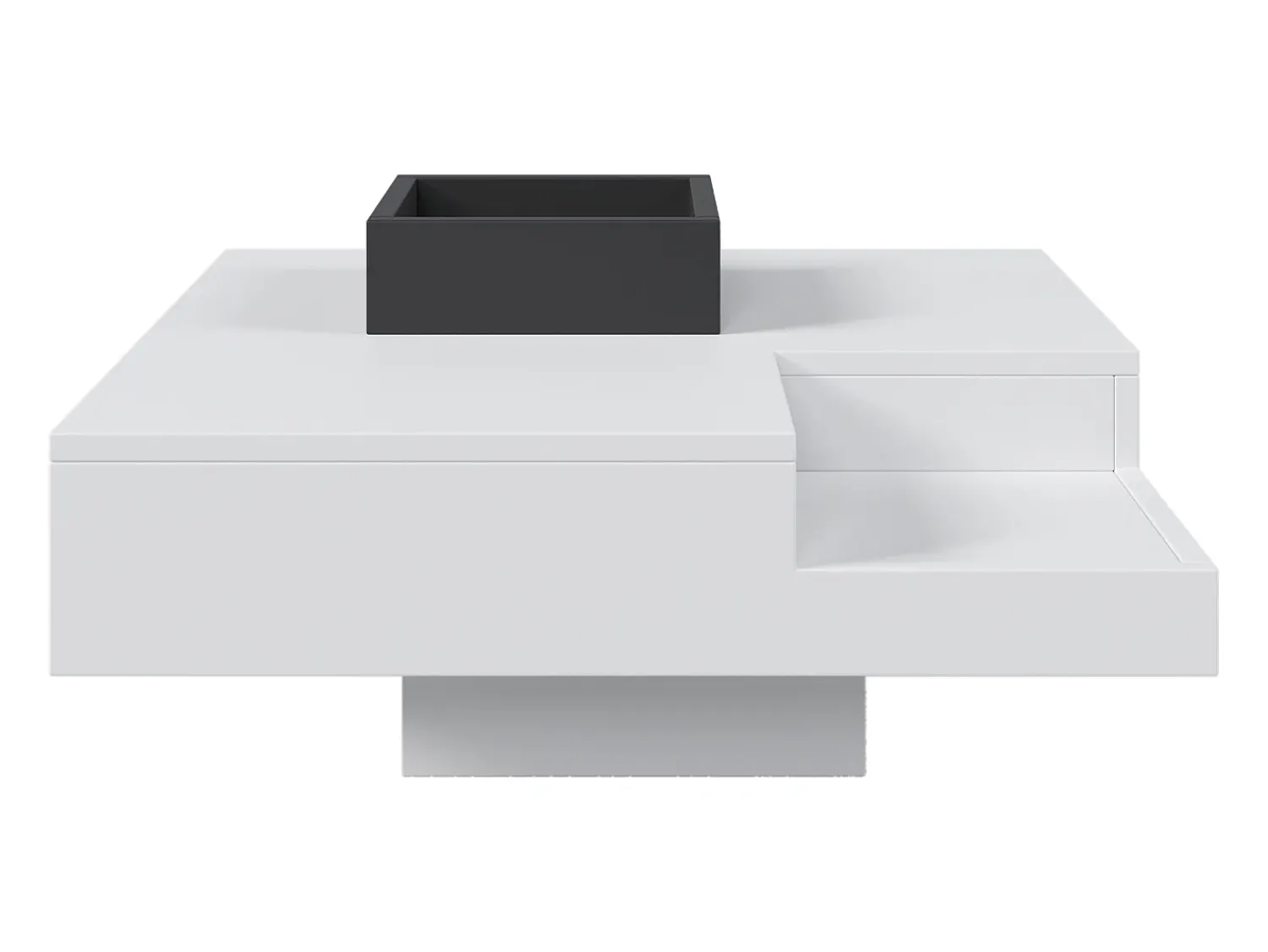 Hot Mesa de centro para sala de estar 72x72x30 cm - Mesa de centro branca com caixa de arrumação amovível - iluminação LED Branco