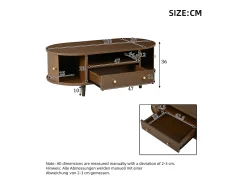 Mesa De Centro*Merax Mesa de centro para sala de estar - 100 x 50 x 36 cm - com gaveta + espaço de armazenamento aberto + portas de correr - MDF - marrom Castanho